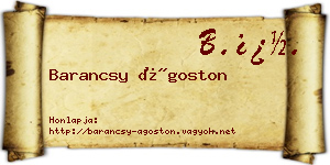 Barancsy Ágoston névjegykártya